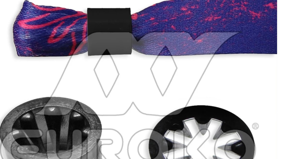 Anello nero professionale progettato per braccialetti tessili da 15mm.