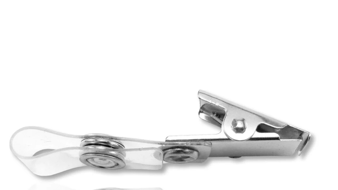 Transparentes Vinylband mit praktischem Druckknopf-Verschluss.