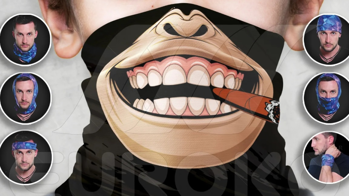 Otto modi d'uso diversi: dalla bandana alla mascherina, sempre versatile.