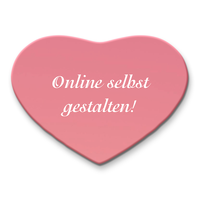 Gestalten Sie Ihren Herzmagneten einfach online – ganz nach Wunsch.
