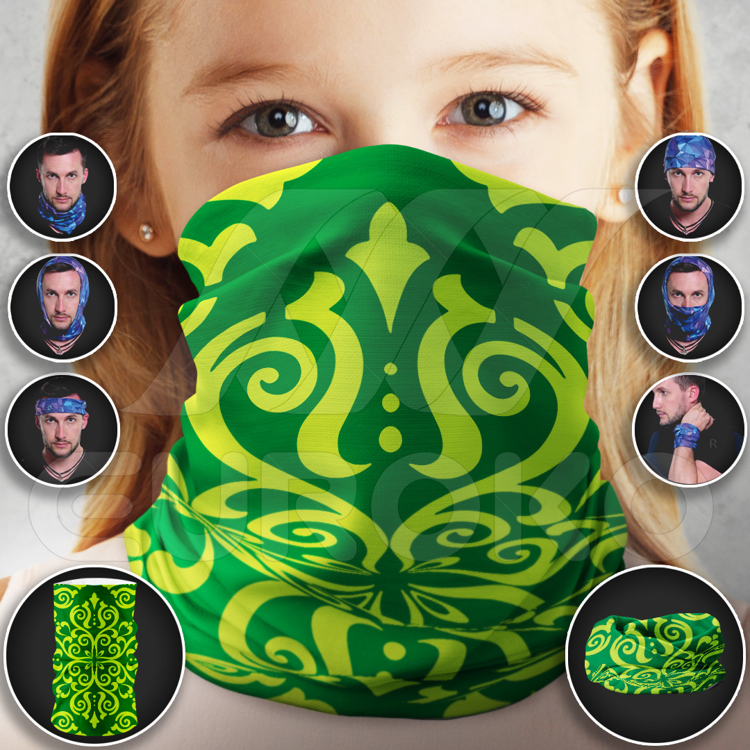 Tube Scarf for Kids Green Motives