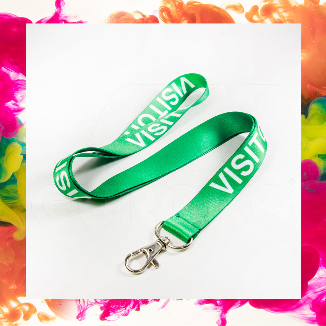 Lanyard visiteur pré-imprimé en satin 20mm