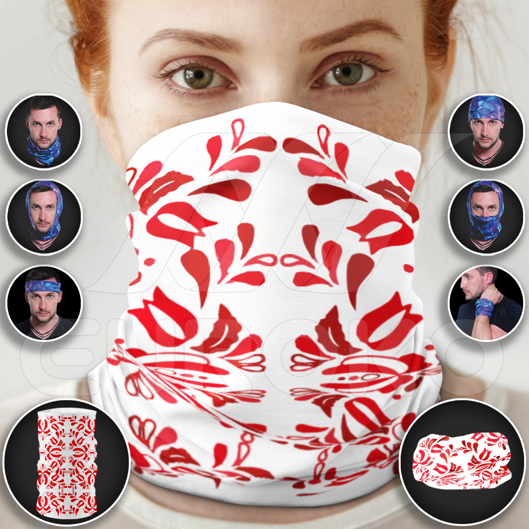 Tube Scarf for Adults Red Ornaments