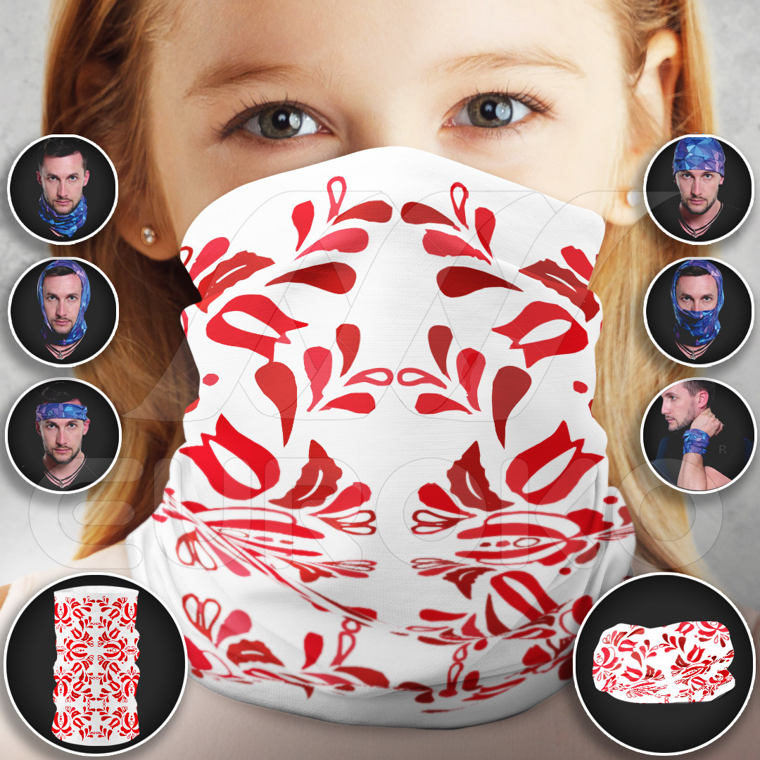 Tube Scarf for Kids Red Ornaments