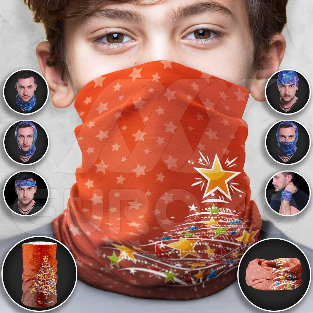 Tubular Scarf for Kids Christmas Tree Red