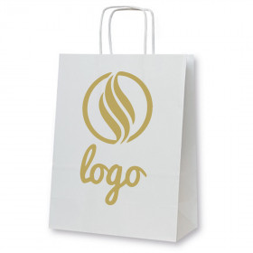 Sac porte-bouteille en papier blanc personnalisé