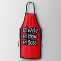 Tablier de cuisine imprimé Wife Mom Boss 60x90 cm