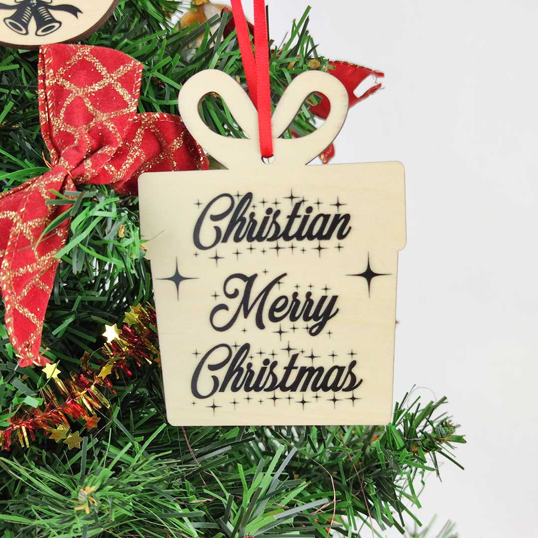 Egyedi fa akasztható dísz ajándékdoboz